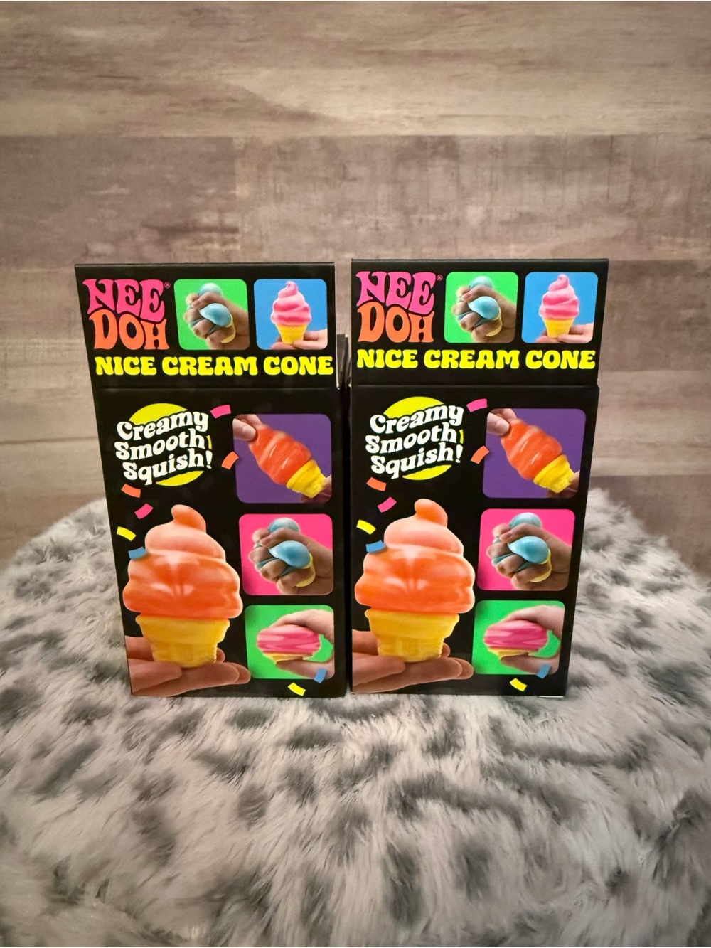 NeeDoh Nice Cream Cone Squishy Toy - Pink & Blue - Picture 4 of 6